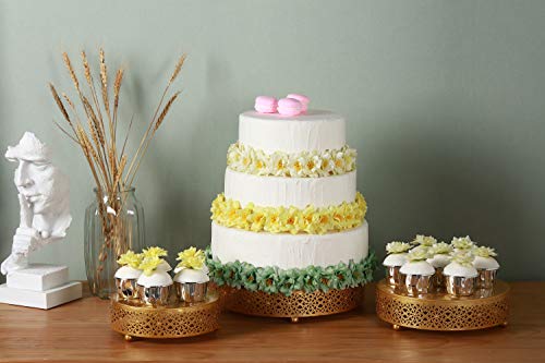 VILAVITA 3-Piece Cake Stand Set Round Metal Cake Stands Dessert Display Cupcake Stands, Gold