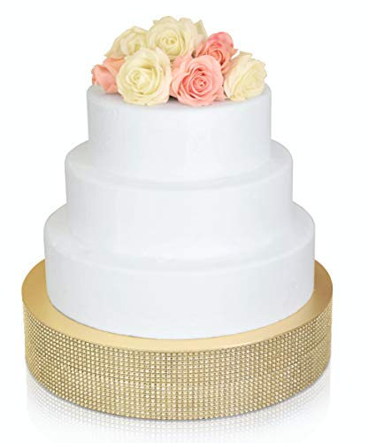 OCCASIONS Bling Wedding Cake Stand (Holds 150 lbs) Cupcake Base, Decorative Centerpiece for Parties (12" Round, Soft Gold)