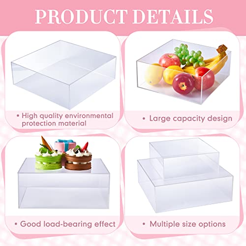 Set of 2 Clear Acrylic Cake Box Stand and Colorful LED Lights Crystal Acrylic Display Risers Acrylic Boxes Acrylic Stands for Display Acrylic Riser Clear Risers Cube Nesting Risers with Hollow Bottoms