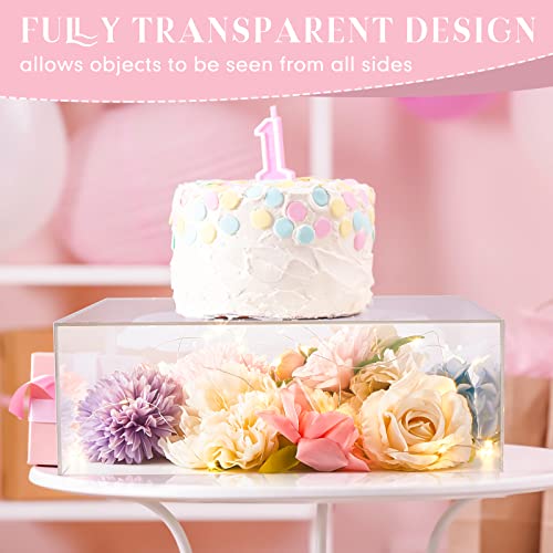 Set of 2 Clear Acrylic Cake Box Stand and Colorful LED Lights Crystal Acrylic Display Risers Acrylic Boxes Acrylic Stands for Display Acrylic Riser Clear Risers Cube Nesting Risers with Hollow Bottoms