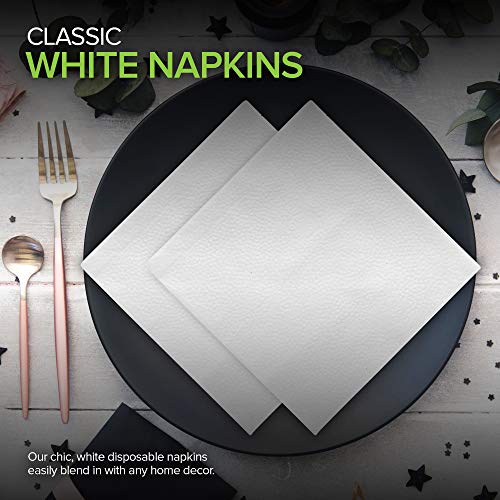 Stock Your Home 12 Inch Disposable Napkins - 1 Ply White Dinner Napkins - Paper Napkins for Dinner, Parties, Crafts, Daily Use - 1000 Pack