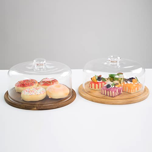 KVMORZE 10.2''Glass Dessert Dome with Base, 11.8"Decorative Cake Tray with Glass Dome Cover, Cake Fruit Display Server Tray for Kitchen, Birthday, Weddings, Appetizer Dessert & Cheese Serving Platter