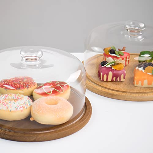 KVMORZE 10.2''Glass Dessert Dome with Base, 11.8"Decorative Cake Tray with Glass Dome Cover, Cake Fruit Display Server Tray for Kitchen, Birthday, Weddings, Appetizer Dessert & Cheese Serving Platter