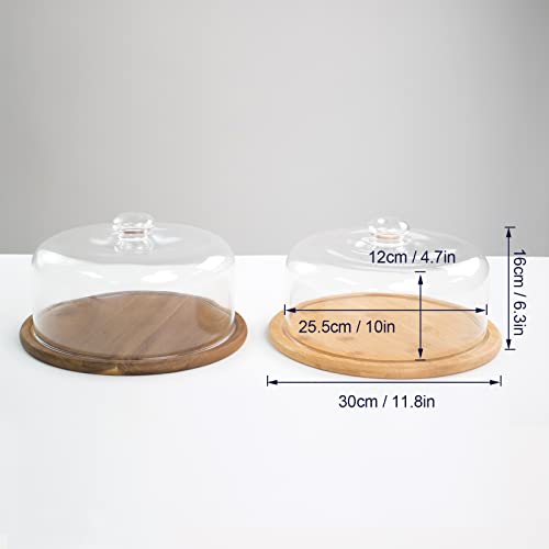 KVMORZE 10.2''Glass Dessert Dome with Base, 11.8"Decorative Cake Tray with Glass Dome Cover, Cake Fruit Display Server Tray for Kitchen, Birthday, Weddings, Appetizer Dessert & Cheese Serving Platter