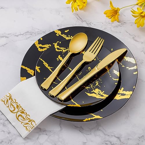 50 Pack Gold Plastic Forks, Heavy Duty Gold Forks Disposable, Gold Plastic Cutlery Perfect for Weddings, Parties, Dinners