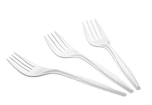 [400 Count] Settings Plastic White Forks, Practical Disposable Cutlery, Great for Home, Office, School, Party, Picnics, Restaurant, Take-Out Fast Food, Outdoor Events, Or Every Day Use, 1 Box