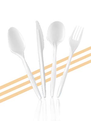[400 Count] Settings Plastic White Forks, Practical Disposable Cutlery, Great for Home, Office, School, Party, Picnics, Restaurant, Take-Out Fast Food, Outdoor Events, Or Every Day Use, 1 Box