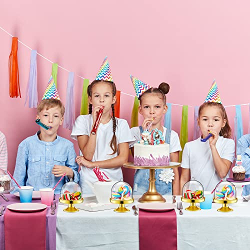 48 Pieces Mini Plastic Cupcake Stand with Lid Tiny Cupcake Stand Round Cake Stand Mini Cake Holder with Lid Cake Display Stand with Cover Mini Candy Box for Candy Dessert Chocolate (Gold)