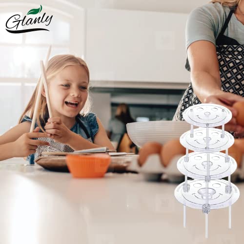 Glanly Plastic Cake Stand - Clear Plastic Cake Dowels for Tiered Cake - 4 Pcs Cake Separator Plates with 20 White Plastic Cake Sticks Support Rods - Tiered Cake Stand for 4, 6, 8, 10 Inch Cake
