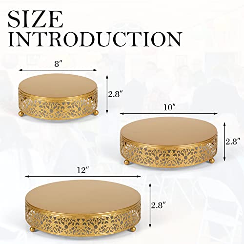 Set of 3 Gold Cake Stand,Round Metal Cake Stands, Dessert Cupcake Pastry Candy Display Plate for Wedding, Birthday, Party