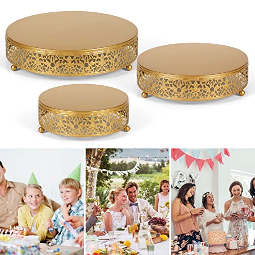 Set of 3 Gold Cake Stand,Round Metal Cake Stands, Dessert Cupcake Pastry Candy Display Plate for Wedding, Birthday, Party