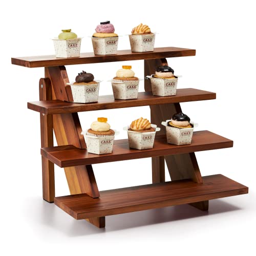 Tidita Acacia Display Stand for Vendors - Wooden Rustic Risers for Ideal Craft Funko Pop Shelves - Farmhouse Table Cake Stand for 24 Cupcakes (Acacia Wood)