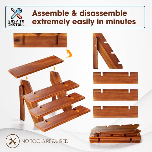 Tidita Acacia Display Stand for Vendors - Wooden Rustic Risers for Ideal Craft Funko Pop Shelves - Farmhouse Table Cake Stand for 24 Cupcakes (Acacia Wood)