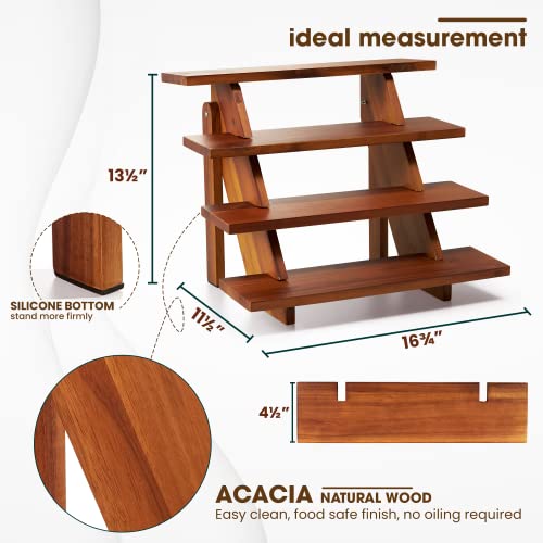 Tidita Acacia Display Stand for Vendors - Wooden Rustic Risers for Ideal Craft Funko Pop Shelves - Farmhouse Table Cake Stand for 24 Cupcakes (Acacia Wood)