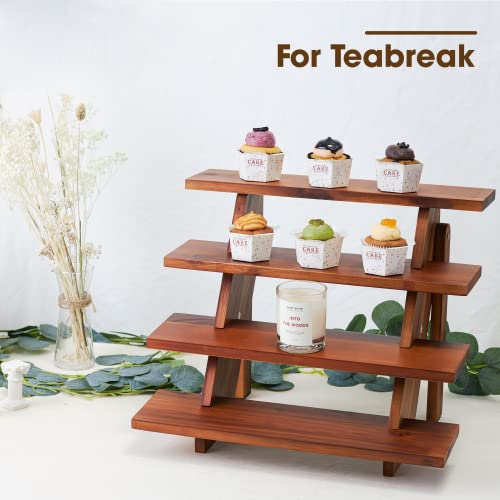 Tidita Acacia Display Stand for Vendors - Wooden Rustic Risers for Ideal Craft Funko Pop Shelves - Farmhouse Table Cake Stand for 24 Cupcakes (Acacia Wood)