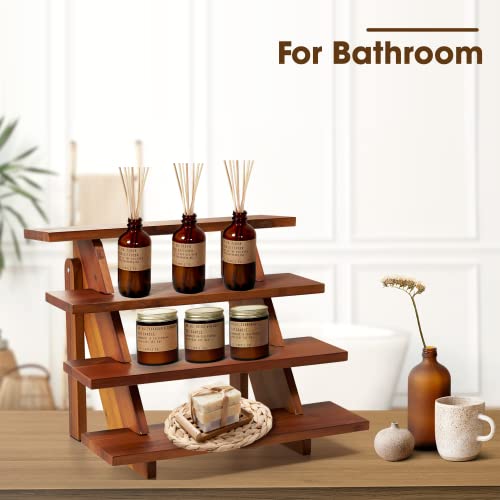 Tidita Acacia Display Stand for Vendors - Wooden Rustic Risers for Ideal Craft Funko Pop Shelves - Farmhouse Table Cake Stand for 24 Cupcakes (Acacia Wood)