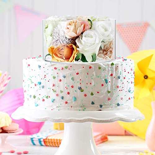 Clear Acrylic Round Cylinder Display Riser Floating Acrylic Cake Stand Fillable Acrylic Stands for Display Food Cylinder Stand Clear Acrylic Pedestal Cake Riser for Wedding Party Decor (4'' H x 8'' D)
