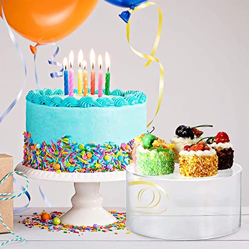 Clear Acrylic Round Cylinder Display Riser Floating Acrylic Cake Stand Fillable Acrylic Stands for Display Food Cylinder Stand Clear Acrylic Pedestal Cake Riser for Wedding Party Decor (4'' H x 8'' D)