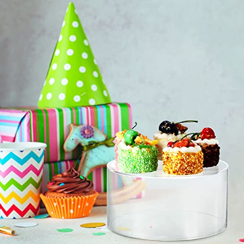 Clear Acrylic Round Cylinder Display Riser Floating Acrylic Cake Stand Fillable Acrylic Stands for Display Food Cylinder Stand Clear Acrylic Pedestal Cake Riser for Wedding Party Decor (4'' H x 8'' D)