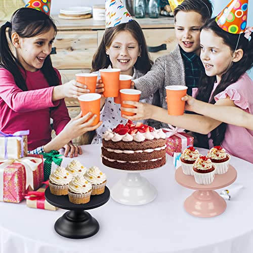 FSYEEL Round Cake Display Stands, 8 Inch Metal Cupcake Holder for Birthday Wedding Party, Fruit Desserts Buffet Tea Snack Cookies Holder, Baking Tools Anniversary Baby Shower Kitchen Cake Stand, Pink