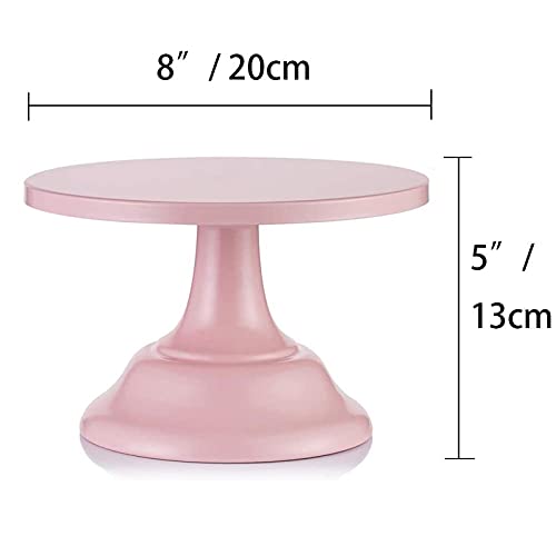 FSYEEL Round Cake Display Stands, 8 Inch Metal Cupcake Holder for Birthday Wedding Party, Fruit Desserts Buffet Tea Snack Cookies Holder, Baking Tools Anniversary Baby Shower Kitchen Cake Stand, Pink