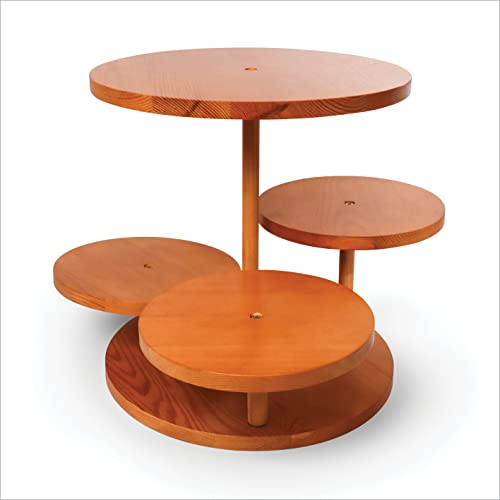 Cupcake Tower Stand 4 Tier Round for 50 Cupcakes, Wood Cake Stand with Tiered Display Decor, Farmhouse Tiered Stand Decor, Cupcake Display for Birthday Graduation Baby Shower Tea Party