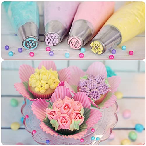Cake Decorating Kit,488PCS-Piping Bags and Tips Set,Cake Decorating Supplies,Frosting Piping Kit,with 60 Piping Tips Cake Decorating Tools with Multi-Purpose 3-Layer Toolbox with Tray(Pink)