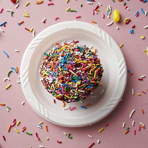 Munfix 6 Inch White Plastic Plates 200 Bulk Pack - Disposable Cake Plates for BBQ, Party, Travel and Events, Microwavable Recyclable