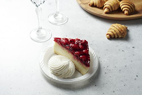 Munfix 6 Inch White Plastic Plates 200 Bulk Pack - Disposable Cake Plates for BBQ, Party, Travel and Events, Microwavable Recyclable