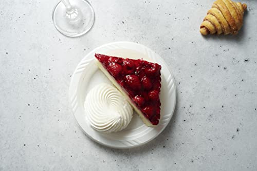Munfix 6 Inch White Plastic Plates 200 Bulk Pack - Disposable Cake Plates for BBQ, Party, Travel and Events, Microwavable Recyclable