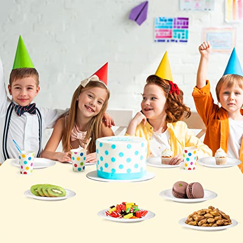 Greconv Small Paper Plates, 200 Pack Bulk Paper Plates 7 inch, 100% Compostable Paper Plates Disposable, White Paper Plates Heavy Duty for Dessert Cake, Recycled Paper Plates Made of Sugarcane Fibers