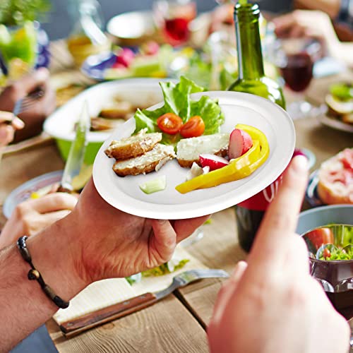 Greconv Small Paper Plates, 200 Pack Bulk Paper Plates 7 inch, 100% Compostable Paper Plates Disposable, White Paper Plates Heavy Duty for Dessert Cake, Recycled Paper Plates Made of Sugarcane Fibers