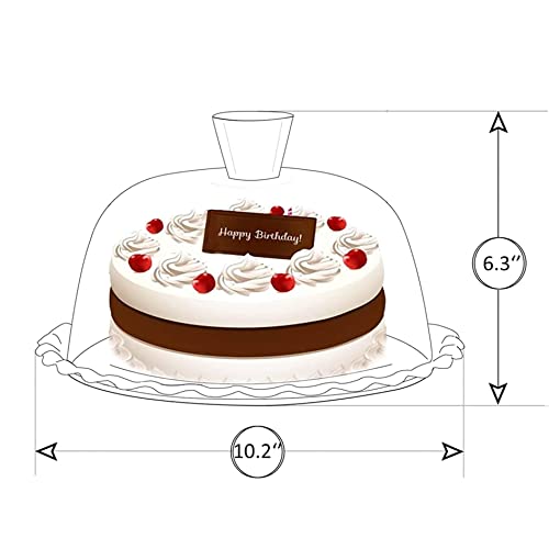 Glass Cake Stand with Dome - 10 inch Glass Multifunctional Serving Platter, Great for Salad Bowl, Cake Plate, Fruit Plate.