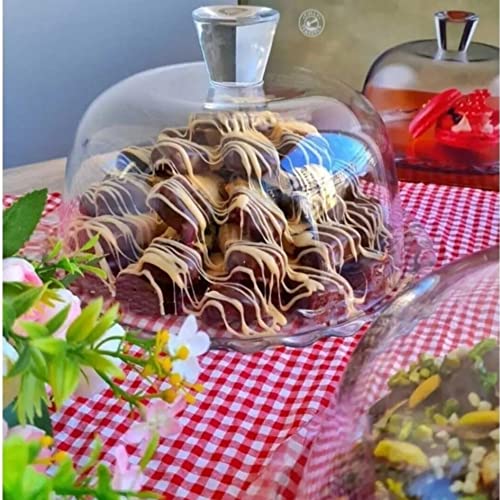 Glass Cake Stand with Dome - 10 inch Glass Multifunctional Serving Platter, Great for Salad Bowl, Cake Plate, Fruit Plate.