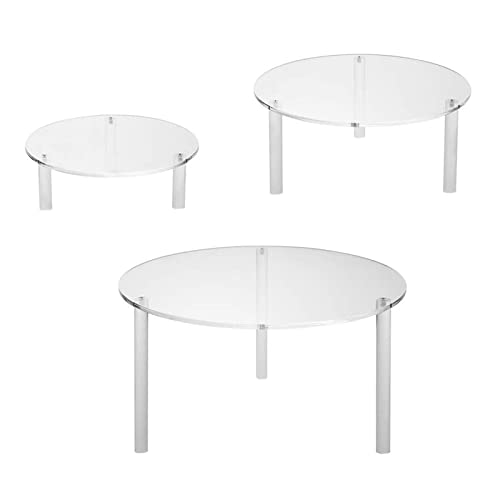 HESIN Acrylic Cake Display Risers Round Set of 3 Stand Risers Dessert Bakery Stand Rack Server Dessert & Pizza Holder