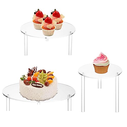 HESIN Acrylic Cake Display Risers Round Set of 3 Stand Risers Dessert Bakery Stand Rack Server Dessert & Pizza Holder