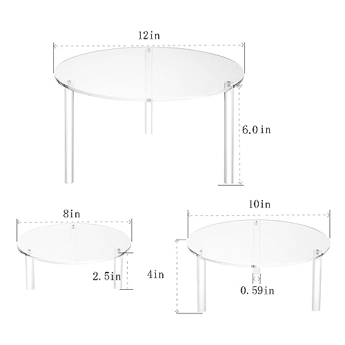HESIN Acrylic Cake Display Risers Round Set of 3 Stand Risers Dessert Bakery Stand Rack Server Dessert & Pizza Holder