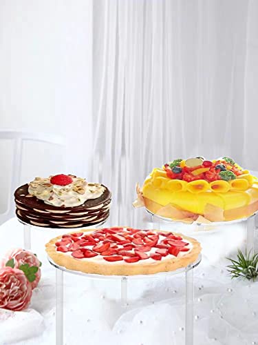 HESIN Acrylic Cake Display Risers Round Set of 3 Stand Risers Dessert Bakery Stand Rack Server Dessert & Pizza Holder
