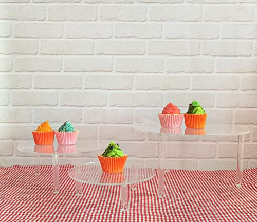 HESIN Acrylic Cake Display Risers Round Set of 3 Stand Risers Dessert Bakery Stand Rack Server Dessert & Pizza Holder