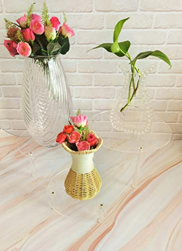 HESIN Acrylic Cake Display Risers Round Set of 3 Stand Risers Dessert Bakery Stand Rack Server Dessert & Pizza Holder
