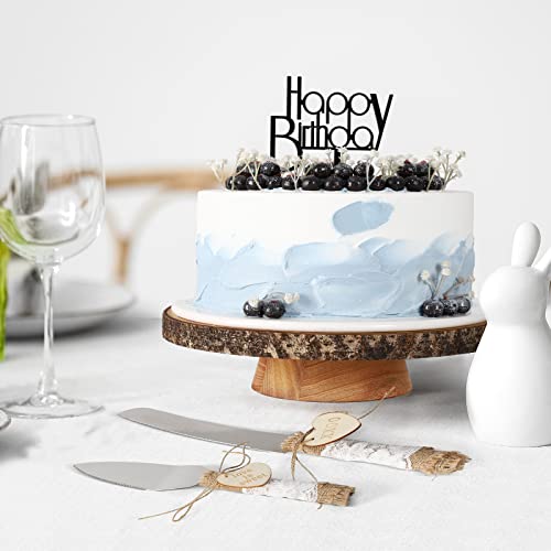 Wood Cake Stand- /w Wooden Slice Cake Topper and Cake Cutting Set, 12” Rustic Wedding Cake Stand, Wooden Cake Stand for Wedding Receptions or Any Special Events