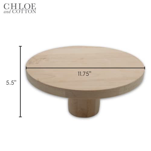 11" Beech Wood Cake Stand | Footed Cake Plate for Birthday Parties, Weddings, Graduations, & All Celebrations | Designed by Chloe & Cotton