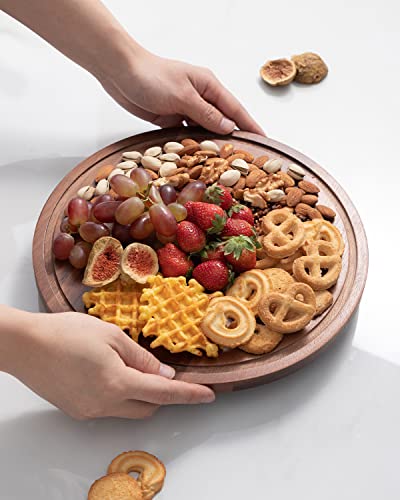 Fun Elements Rotating Cake Stand with Dome, Acacia Wood Cake Plate | Lazy Susan with Acrylic Lid for Table, Cheese Board & Serving Tray for Baked Goods in Kitchen | Ideal Gift Choice