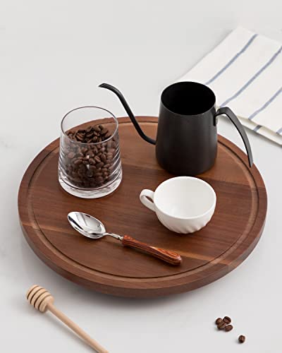 Fun Elements Rotating Cake Stand with Dome, Acacia Wood Cake Plate | Lazy Susan with Acrylic Lid for Table, Cheese Board & Serving Tray for Baked Goods in Kitchen | Ideal Gift Choice