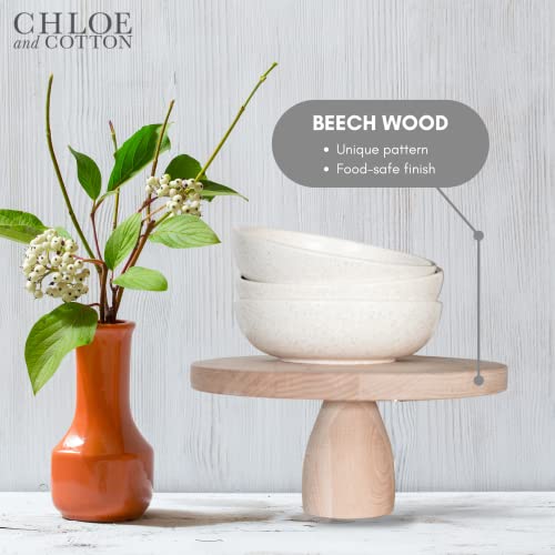 11" Beech Wood Cake Stand | Footed Cake Plate for Birthday Parties, Weddings, Graduations, & All Celebrations | Designed by Chloe & Cotton