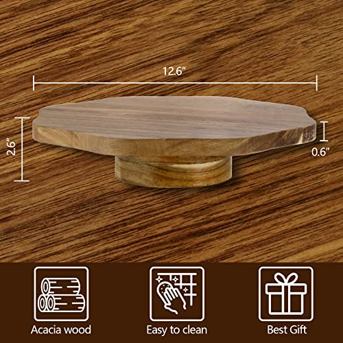 Mezchi Acacia Wood Cake Stand, Rustic Wooden Pedestal for 12 Inch Cake, Acacia Wood Slice Dessert Stand, Wedding Cake Platter Display Stand for Cupcake, Baby Shower, Birthday, Wood Grain Pattern
