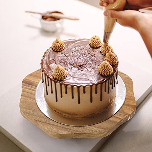 Mezchi Acacia Wood Cake Stand, Rustic Wooden Pedestal for 12 Inch Cake, Acacia Wood Slice Dessert Stand, Wedding Cake Platter Display Stand for Cupcake, Baby Shower, Birthday, Wood Grain Pattern