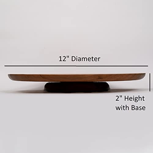 Samhita Acacia Wood Cake Stand Rotating – Rustic Cake Stand Cake Stands for Dessert Table, Birthday Parties & Weddings ( 12" x 12" x 2")