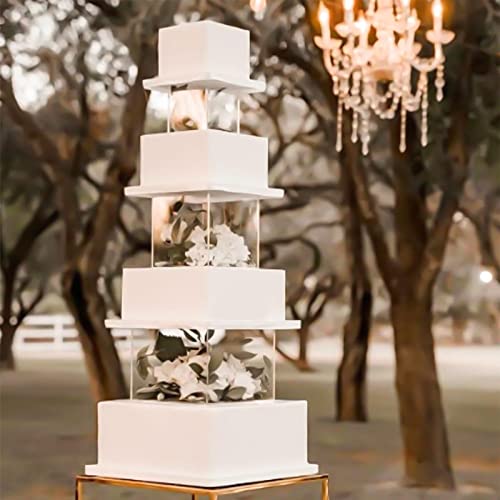 Acrylic Fillable Cake Stand Cake Riser Cake Tier, Clear Display Shelf Circle/Square/Hexago Risers for Decor, Clear Risers for Art & Craft, Decorative Centerpiece for Wedding Birthday Party