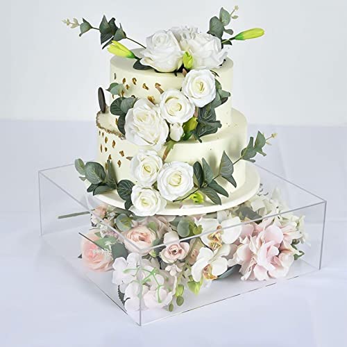 Acrylic Fillable Cake Stand Cake Riser Cake Tier, Clear Display Shelf Circle/Square/Hexago Risers for Decor, Clear Risers for Art & Craft, Decorative Centerpiece for Wedding Birthday Party